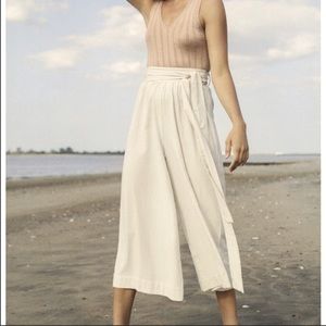 Wray high waist linen cropped wide leg pants
